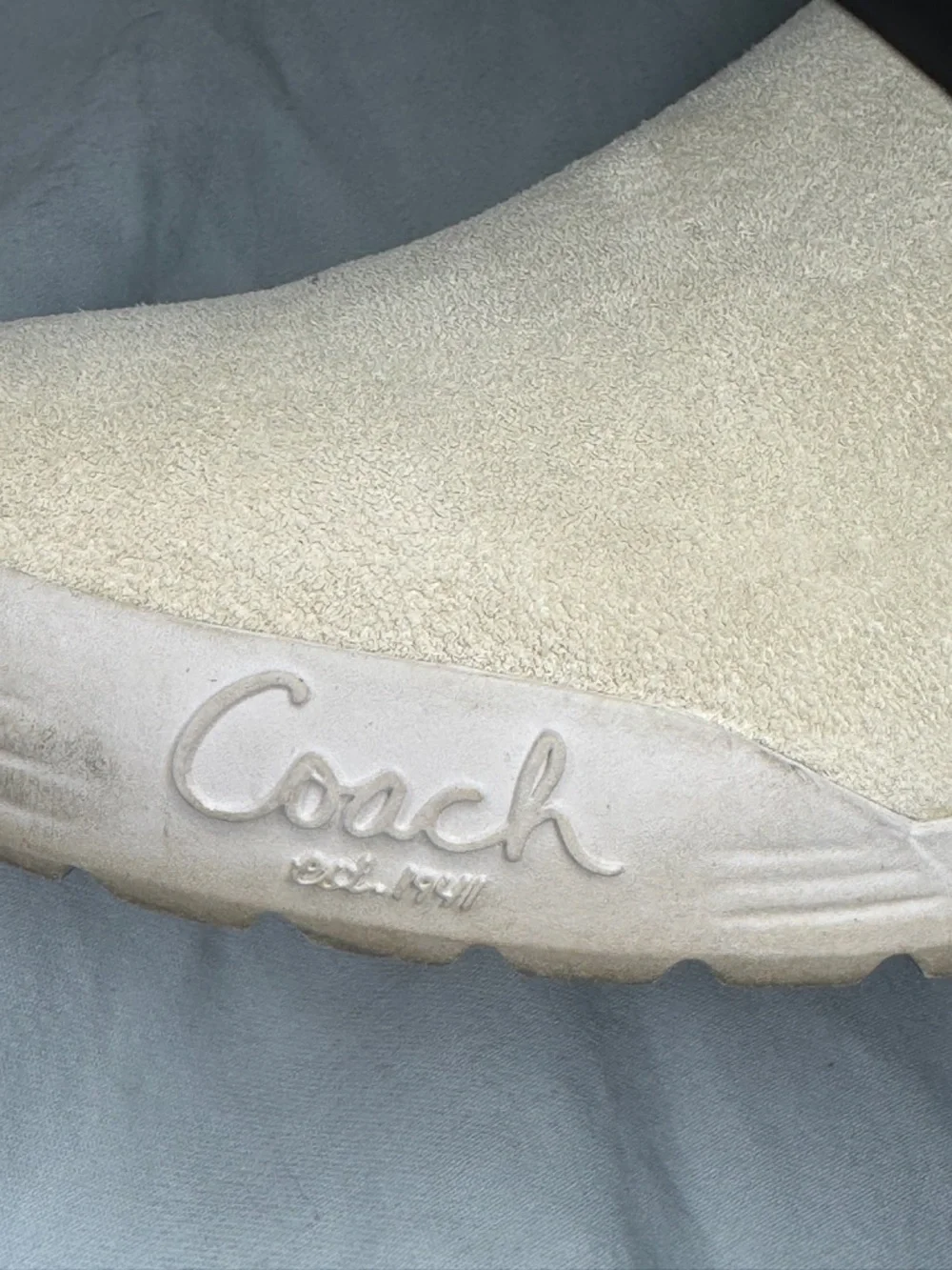 Coach Talen Quilted Winter Boots Fur Trim Ivory Size 7